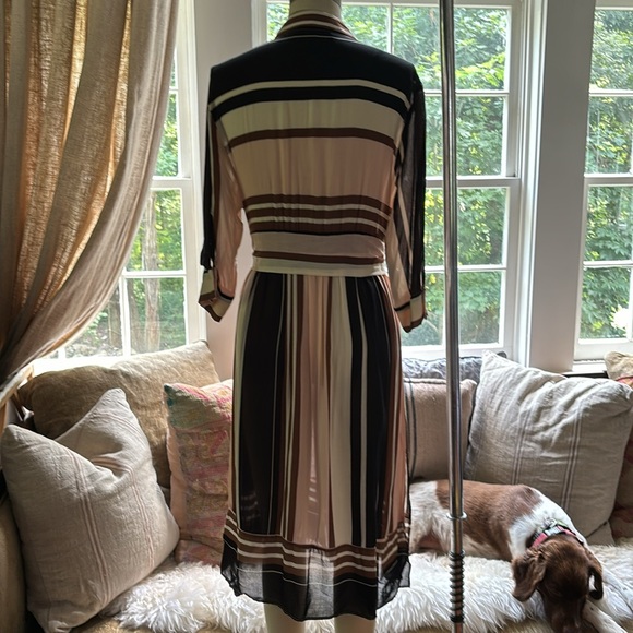 Zara Multicolored Pink Blush Striped Shirt Dress Tunic w/Belt Size XS - Picture 7 of 8